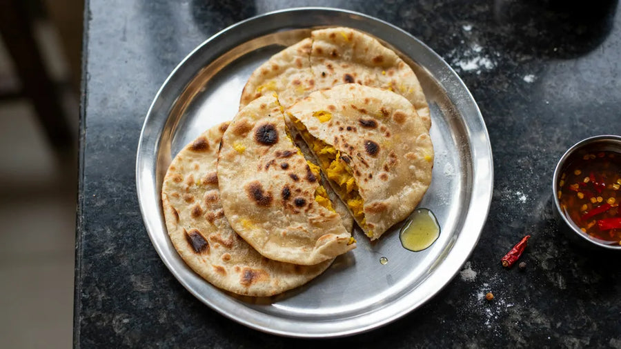 Dal ka paratha made from leftover dal kneaded into CressPure Premium Sharbati Atta dough