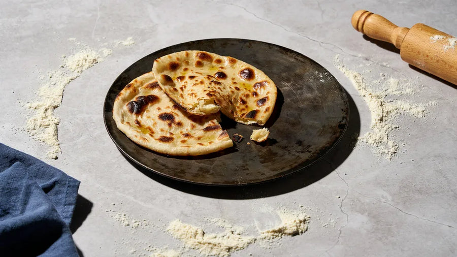 Tandoori roti with charred blisters cooked on a tawa without a tandoor, using CressPure Sharbati atta