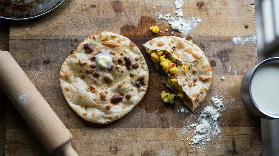 Aloo paratha made with CressPure Premium Sharbati Atta, rolled and cooked without tearing, filling intact
